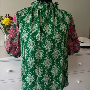 THML Green and Pink Floral Blouse